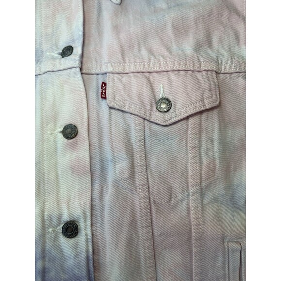 Levi's Denim Ex-Boyfriend Women Trucker Jacket Pink & Purple Tie Dye Size XL - Picture 4 of 9